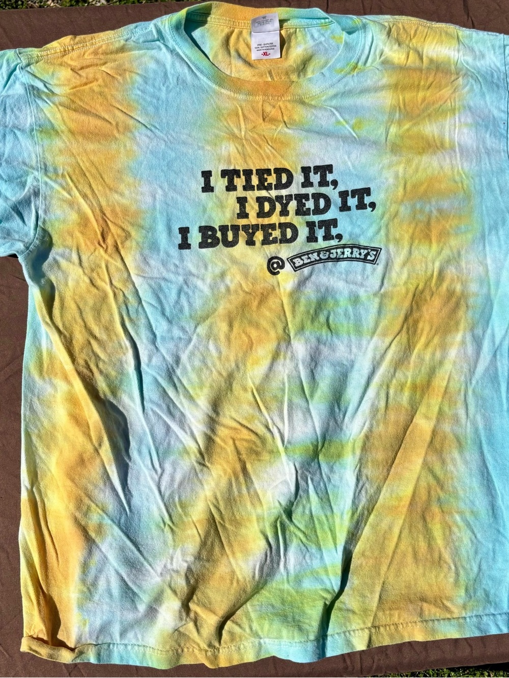 Anvil Tie-Dye Crew Tee — Yellow & Light Blue